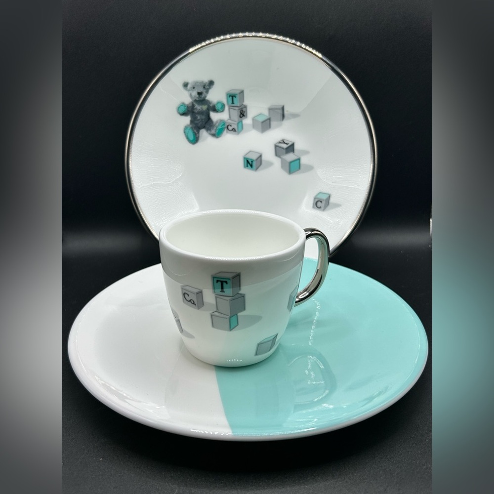 Tiffany & Co. Bear and Block Child / Baby Theme Tableware Set of 3 pcs